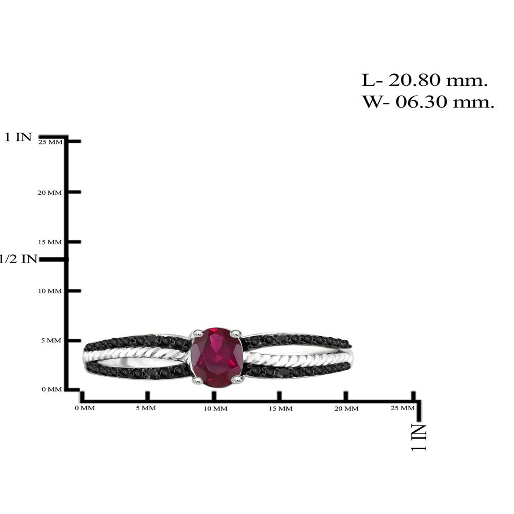 1/2 Carat T.G.W. Ruby and Black Diamond Accent Sterling Silver Ring