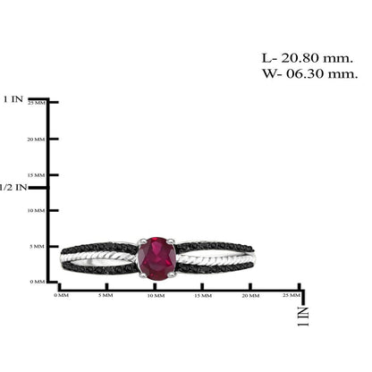 1/2 Carat T.G.W. Ruby and Black Diamond Accent Sterling Silver Ring