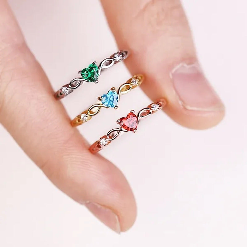 Women Dainty 18K Gold Plated Seablue Eternal Heart Shaped Sapphire Diamond Gemst