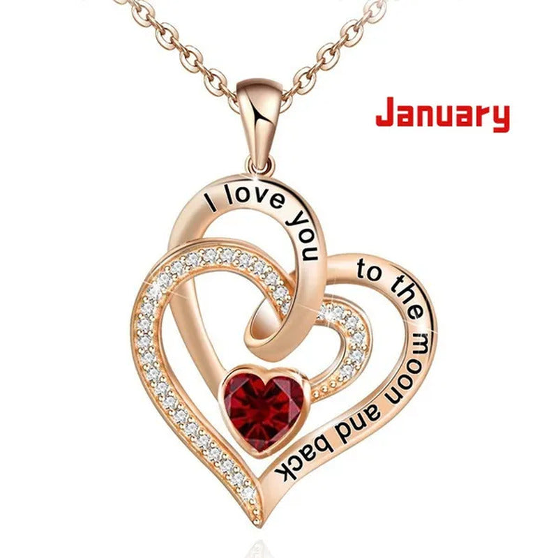 Ladies Heart-Shaped Necklace Plated 925 Sterling Silver Birthday Jewelry I Love