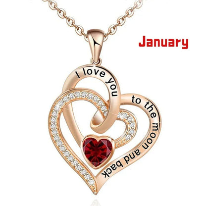 Ladies Heart-Shaped Necklace Plated 925 Sterling Silver Birthday Jewelry I Love