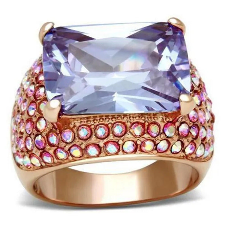 Alamode GL230-9 IP Rose Gold Ion Plating Brass Ring with AAA Grade