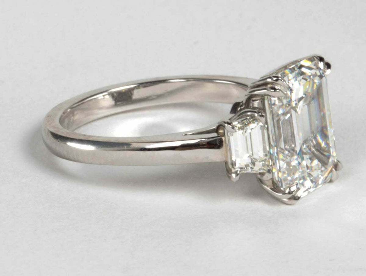 GIA Certified Emerald Cut F VS1 Diamond Platinum Ring