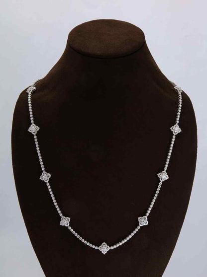 Long Diamond Tennis Necklace with Diamond Motifs