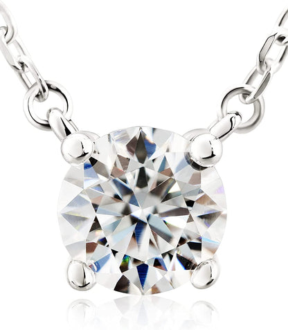 Moissanite Diamond Necklace, Diamond Pendant Necklace for Women, 18K White Gold