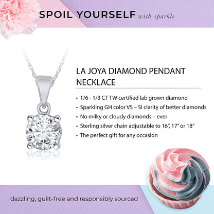 1/6-1/3 Carat Lab Grown Diamond Necklaces for Women | Beautiful Sterling Silver
