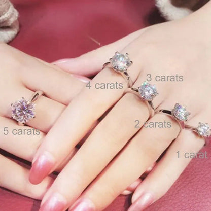 Moissanite Ring Classic Style round Cut Ring Single Row Diamond Engagement Anniv