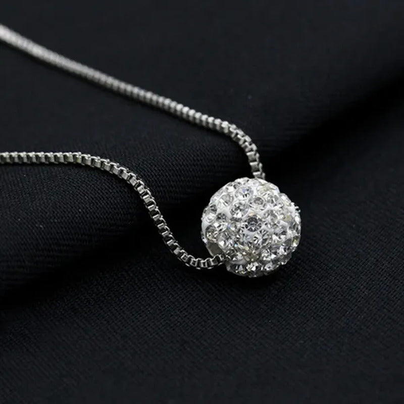 2021 New Womens Fashion 925 Sterling Silver Ball Pendant Crysta Diamond Choker N