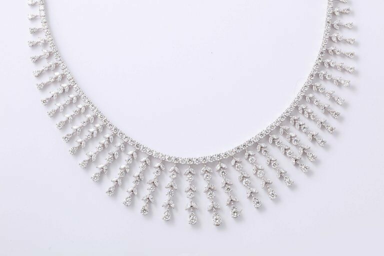 Over 20 Carat Diamond Drop Necklace  22.06 carats  18k white gold