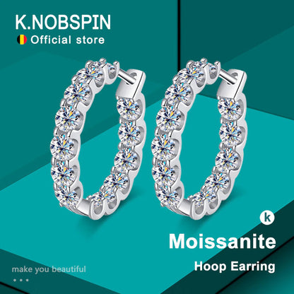 2.6Ct D Color Moissanite Earring 925 Sterling Sliver Plated White Gold Hoop