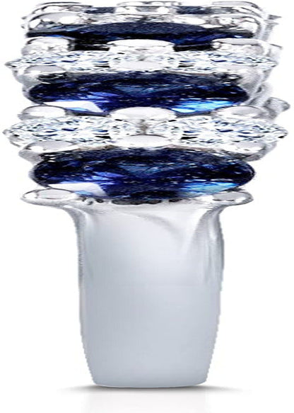 Diamond and Blue Sapphire Band 1 Carat (Ctw) in 14K White Gold