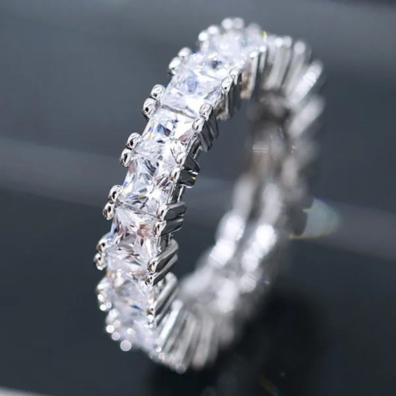 925 Silver Ring Colored Square Rainbow Ring Statement Crown Ring Natural Gemston