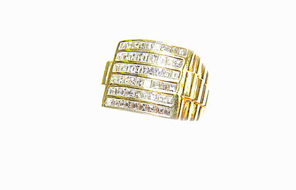 DIAMOND 54 ASSCHER SHAPE DIAMOND CHANNEL SET MENS DIAMOND RING DIAMOND BAND GOLD