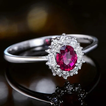 New Women Fashion Noble Ruby Ring Gold-Plated Jewelry Engagement Ring