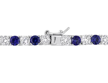 47 Carat (Ctw) Lab-Created Blue and White Sapphire Bracelet Necklace Set in Ster