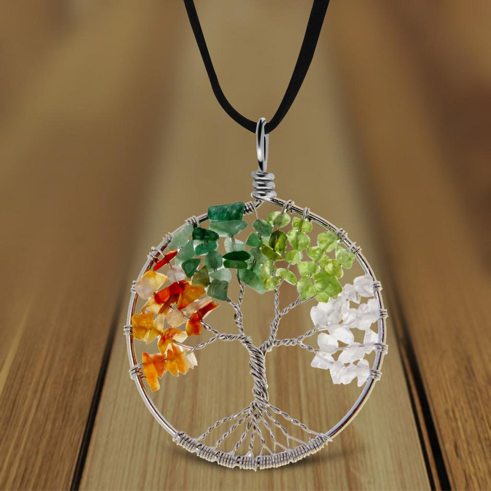Tree of Fashion Gemstone Pendant Fit Necklace - Rainbow Color