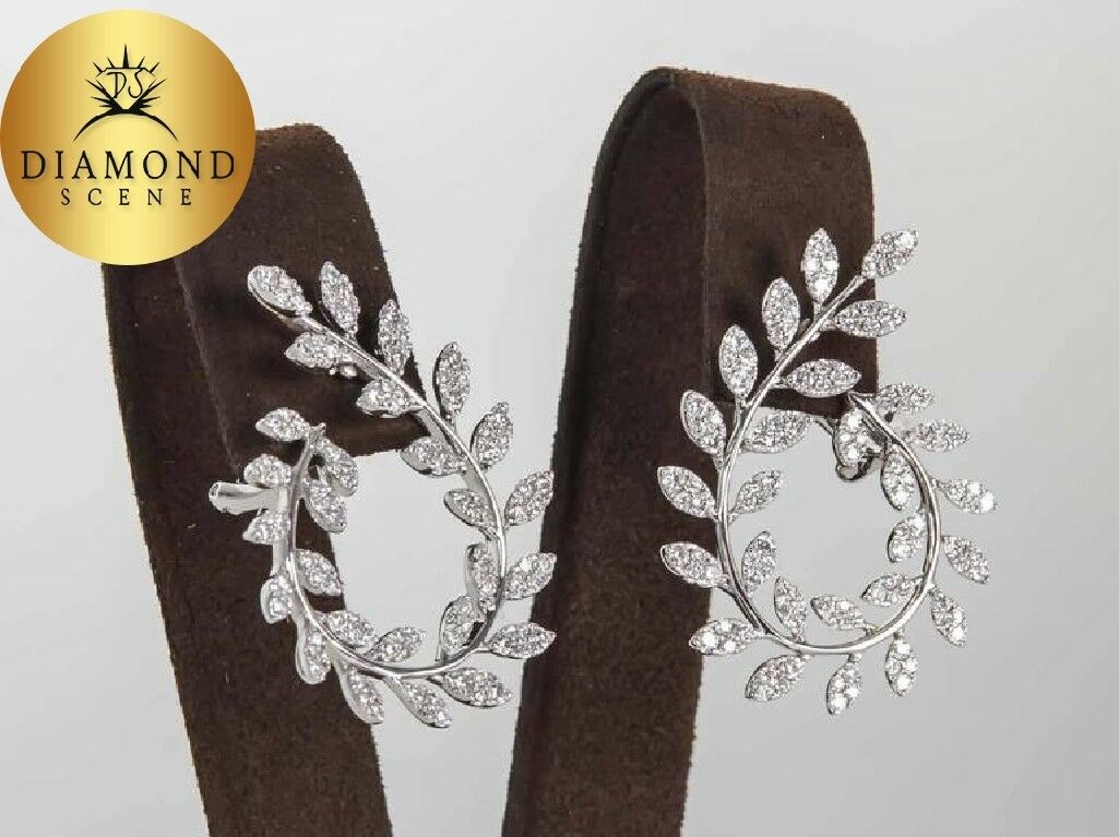 Stunning Marquise Diamond Gold Wreath Style Swirl Earrings