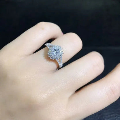 Unique Personality Design Crystal Diamond Ring 925 Sterling Silver Plated White