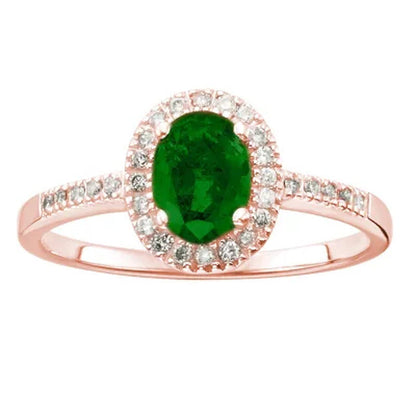 Genuine Emerald and 0.15 CT. T.W. Diamond Ring in 14K Gold