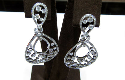 DIAMOND EARRING ROUND BRILLIANT SHAPE SET DIAMOND DANGLE STYLE