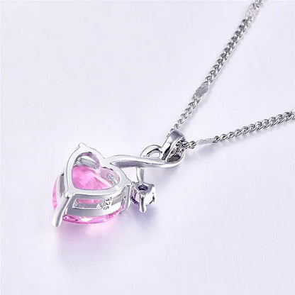 Heart - Shaped Gem Pendant Set with Diamond Simple Original Necklace Ring Neckla