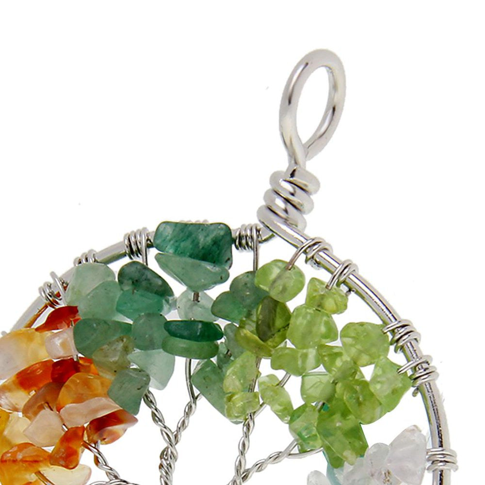 Tree of Fashion Gemstone Pendant Fit Necklace - Rainbow Color