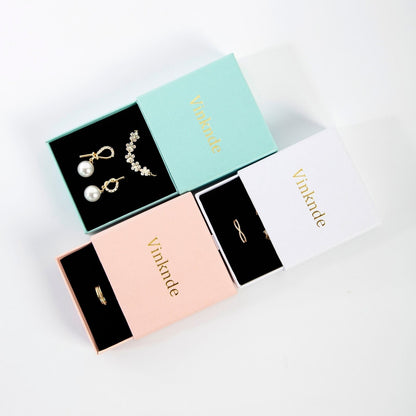 100Pcs Personalized Logo White Paper Drawer Gift Box Custom Chic Small Jewelry