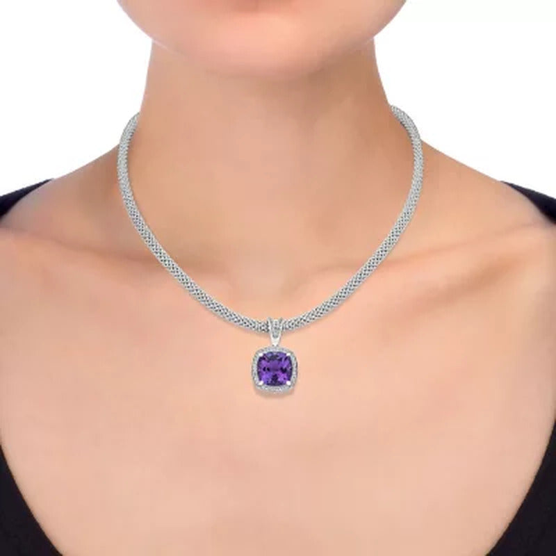 Amethyst and White Topaz Necklace in Italian Sterling Silver