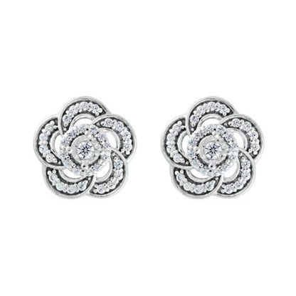 0.20 CT. T.W. Diamond Flower Earrings in 14K Gold