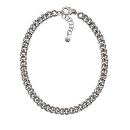 Rhodium Plated Venetian Link Necklace with Diamond Dust