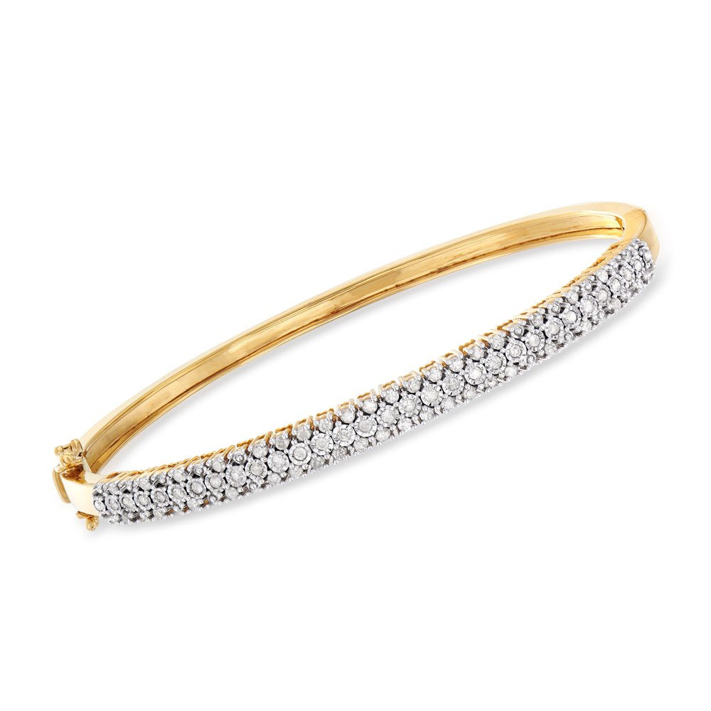 0.75 Ct. T.W. Diamond Bangle Bracelet in 18Kt Gold over Sterling