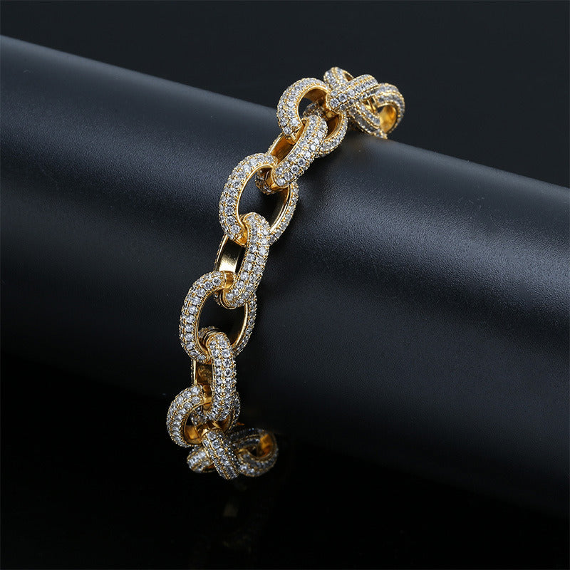 Men'S Oval Twist Large Button Bracelet