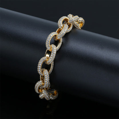 Men'S Oval Twist Large Button Bracelet