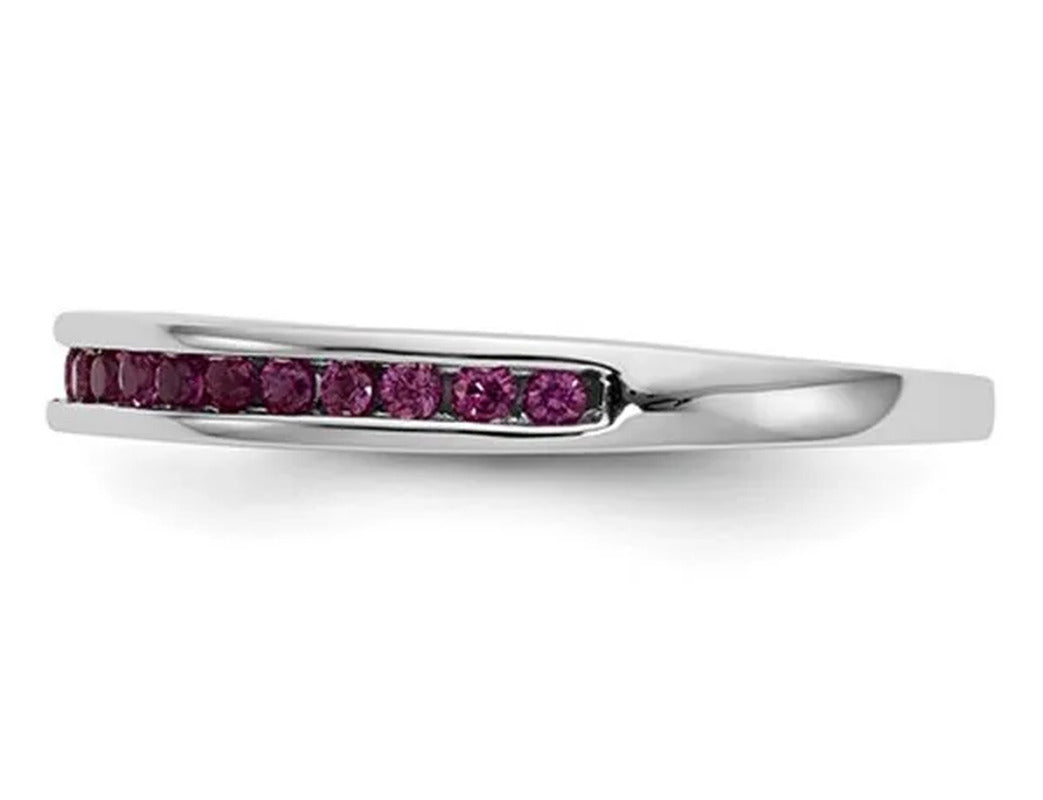 Natural Ruby Semi-Eternity Wedding Band Ring 1/3 Carat (Ctw) in 14K White Gold