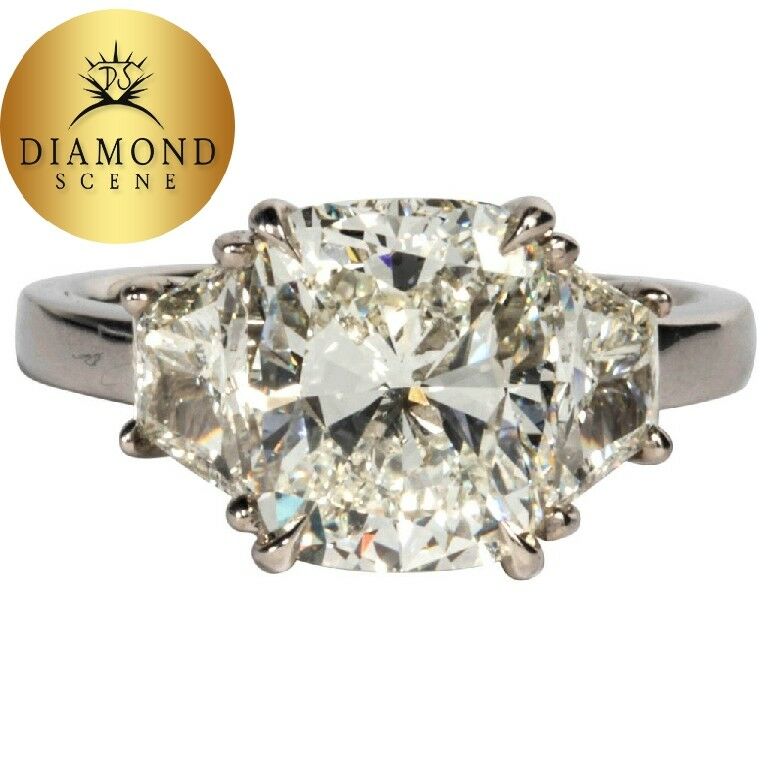 GIA Certified 4.01 Carat Cushion Cut Diamond Engagement Ring set in Platinum