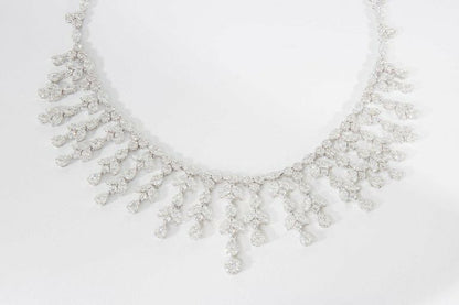 Grand Diamond Drop Necklace 63.29 carats F VS 18 k white gold Necklace Drop