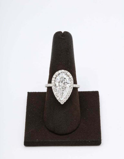 5 Carat D Color Pear Shape Engagement Ring GIA Certified