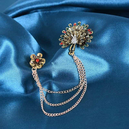 JIAMEI Brooch Corsage with Diamonds Plum Brooch Peacock Opening Screen Crystal C