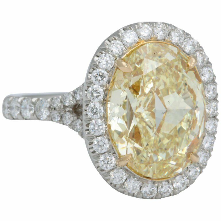6 Carat Oval Fancy Yellow Diamond Ring GIA Certified Engagement Ring
