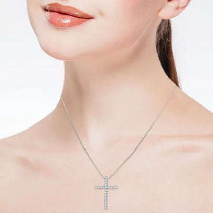 0.37 CT. T.W. Diamond Cross Pendant 14K White Gold
