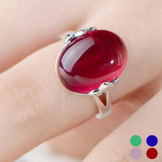 4 Colors Adjustable Natural Gemstone Ring Ruby Sapphire Powder Crystal Open Ring
