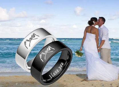 Couple Rings Personalized Engraved Promise Gesture Message I Love You High Polis