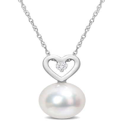 Miabella Women'S 9.5-10Mm South Sea Cultured Pearl and Diamond Accent 10Kt White