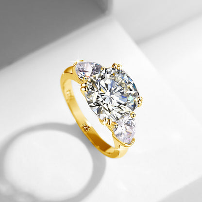 Certified Square 5Ct Cushion Halo Moissanite Ring 925 Silver 10*10Mm Stone