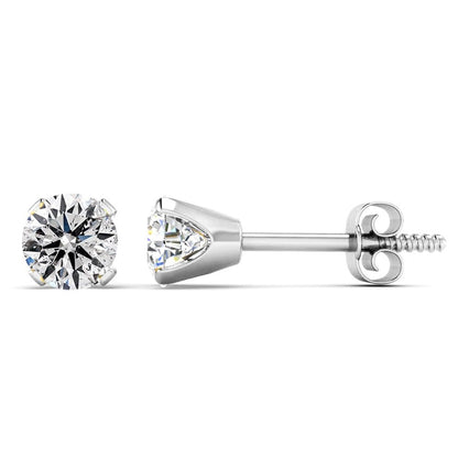 Nearly 3/4 Carat Diamond Stud Earrings in 14 Karat White Gold for Women, Teens a