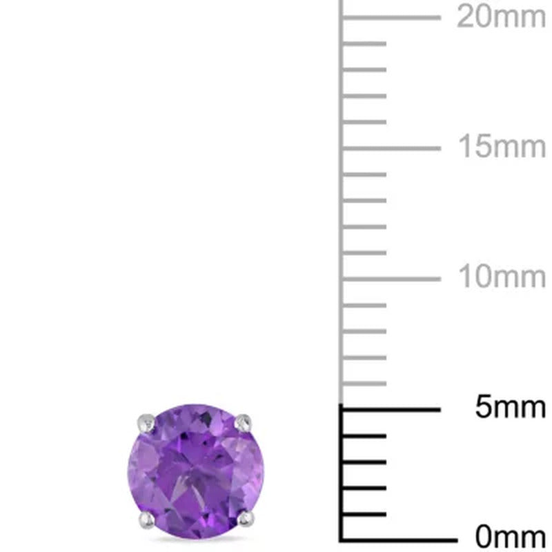 Amethyst Stud Earrings in 14K White Gold