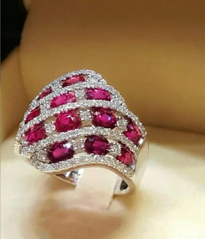 Princess Corss 925 Silver Sapphire Ring Ruby Engagement Ring Anniversary Stateme