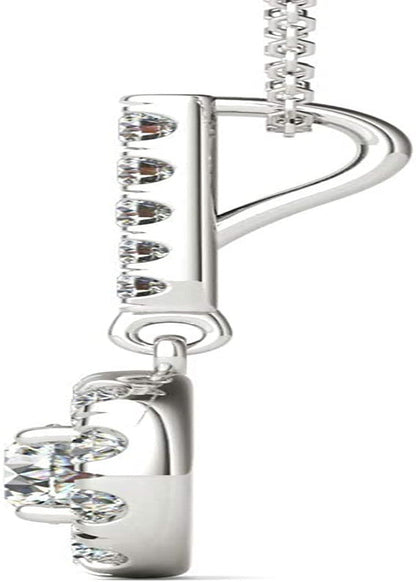 3/4 Ctw GH/SI2-I1 AGS Certified 14K White Gold Natural Diamonds Halo Stick Penda