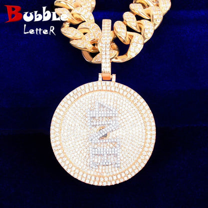 Custom Name Necklace for Men Real Gold Plated Hip Hop Jewelry Rotating Pendants