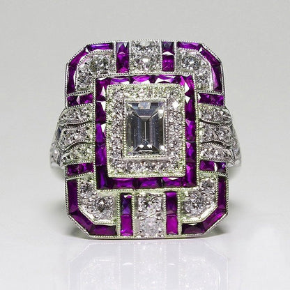 Antique Art Deco 925 Sterling Silver Sapphire Diamond Ring
